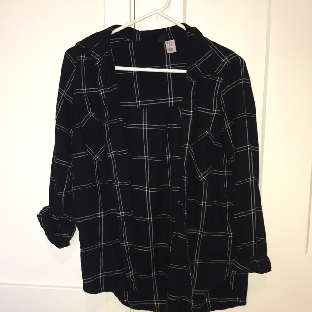 black & white h&m flannel